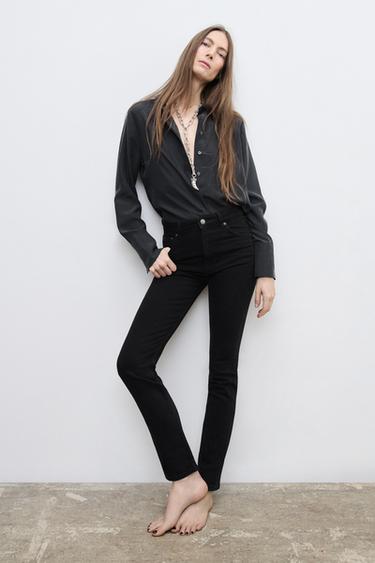 JEANS ZW COLLECTION SKINNY CINTURA ALTA - Preto da Zara
