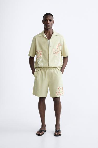 BERMUDA BRODÉ FLORAL - Marron clair de Zara - Image 0