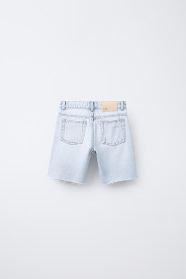 RIPPED DENIM BERMUDA SHORTS - Blue by Zara - Image 1