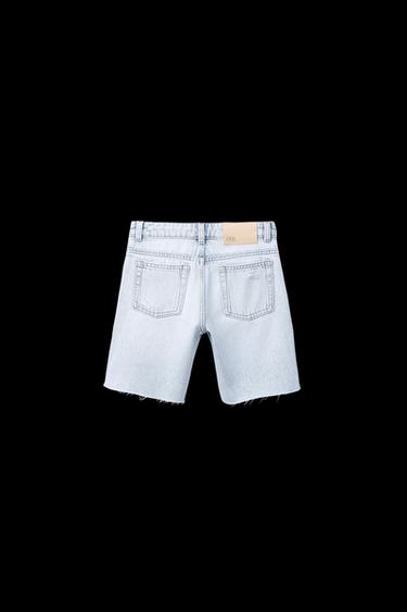 JEANS-BERMUDASHORTS MIT RISSEN - Blau von Zara