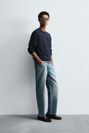 TEXTURED COTTON SWEATER - Dark navy by Zara - Image 3