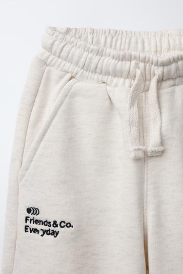TEXT PRINT PLUSH JOGGERS - Beige marl by Zara - Image 2