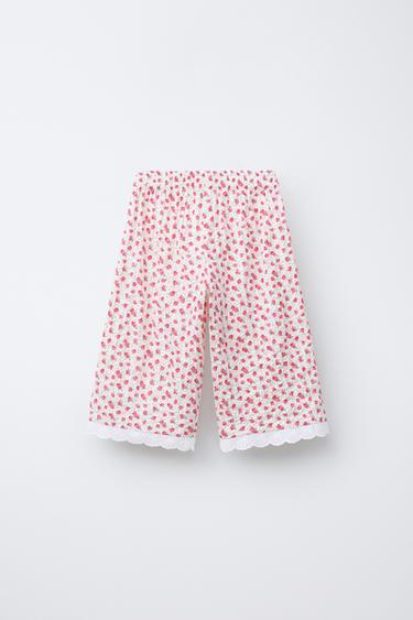SMALL FLOWER CULOTTES TROUSERS - Red by Zara - Image 1