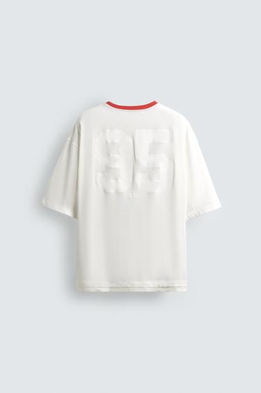 T-SHIRT COL CONTRASTÉ - Blanc de Zara - Image 7