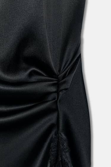 ROBE SATINÉE EN DENTELLE - Noir de Zara - Image 5