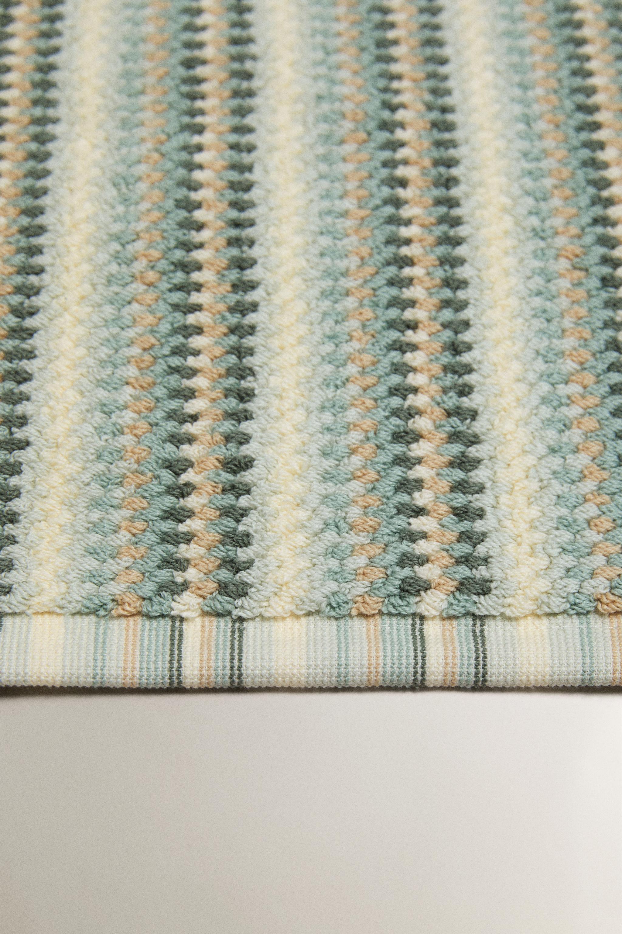STRIPED COTTON BATH MAT — Multicolored