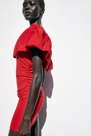 RUFFLED MINI DRESS - Red by Zara - Image 2