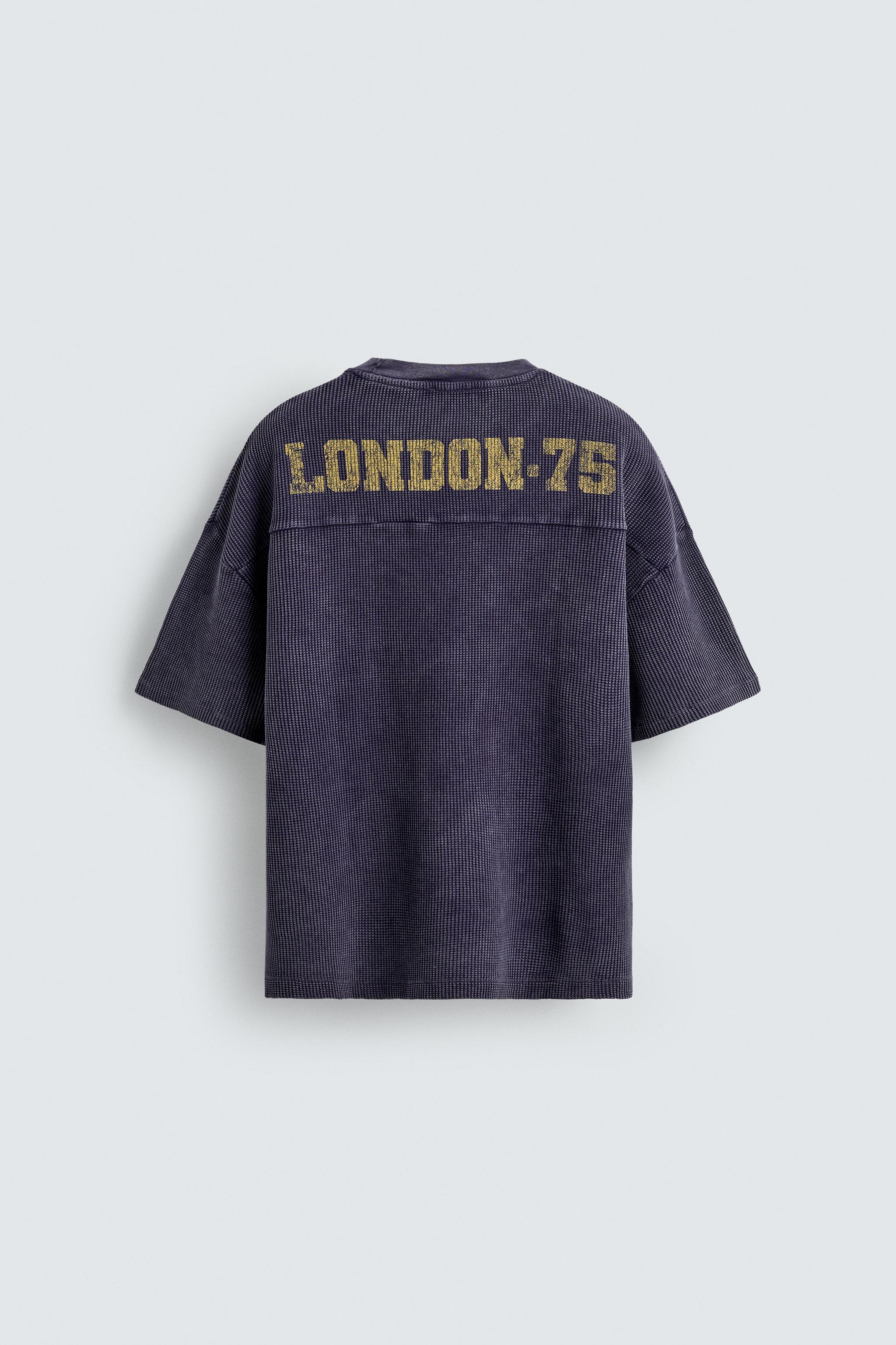 WASHED PRINTED WAFFLE WEAVE SWEATSHIRT
