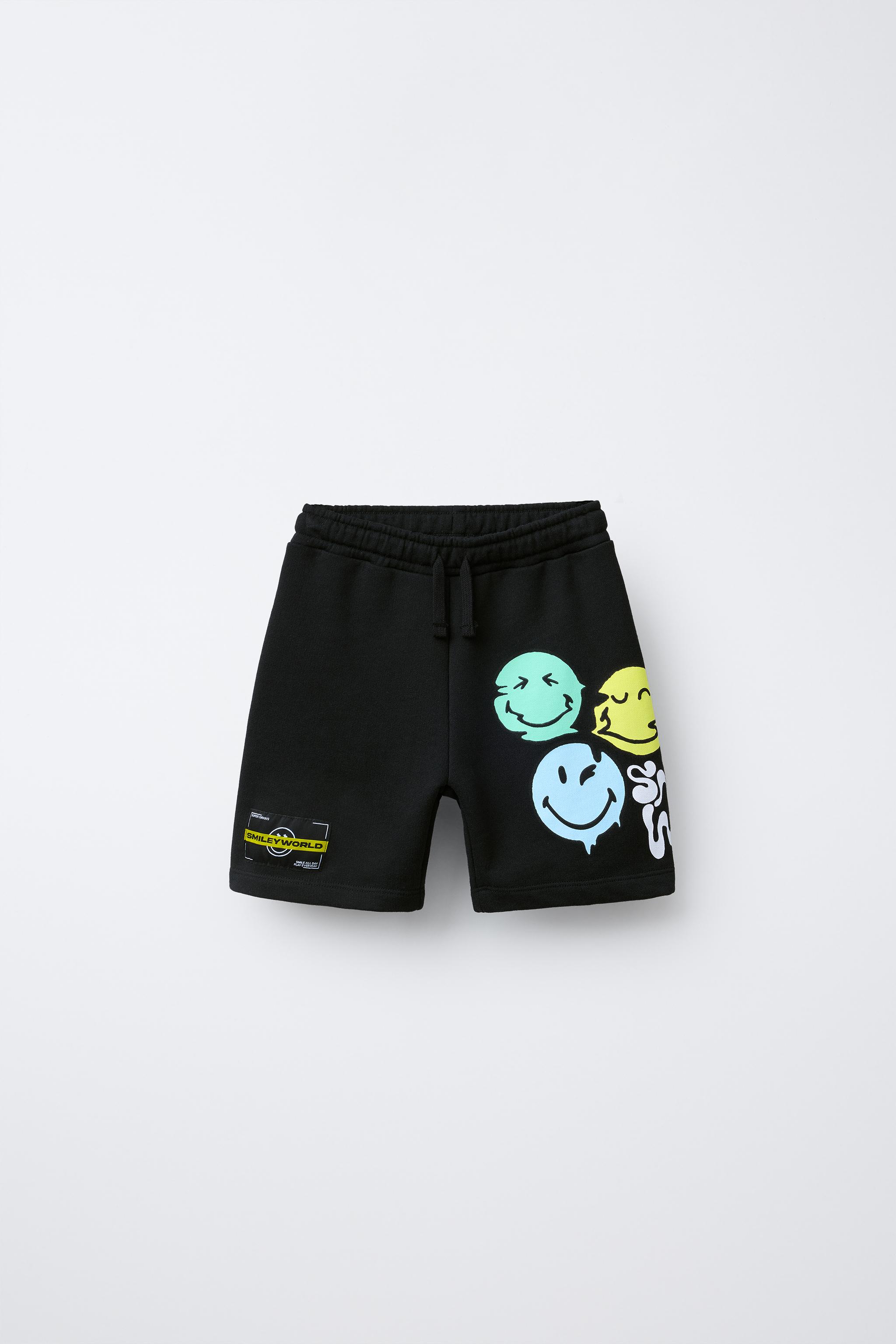 SMILEYWORLD ®プリント柄バミューダパンツ - ブラック | ZARA