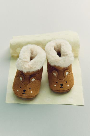 Zara ANIMAL PRINT LINED BOOTS - Brown