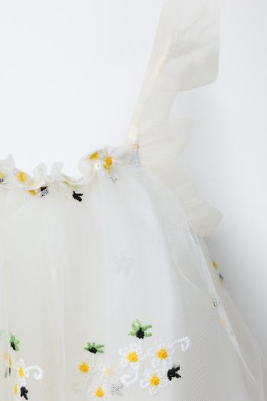 TULLE FLORAL DRESS - Oyster-white by Zara - Image 2