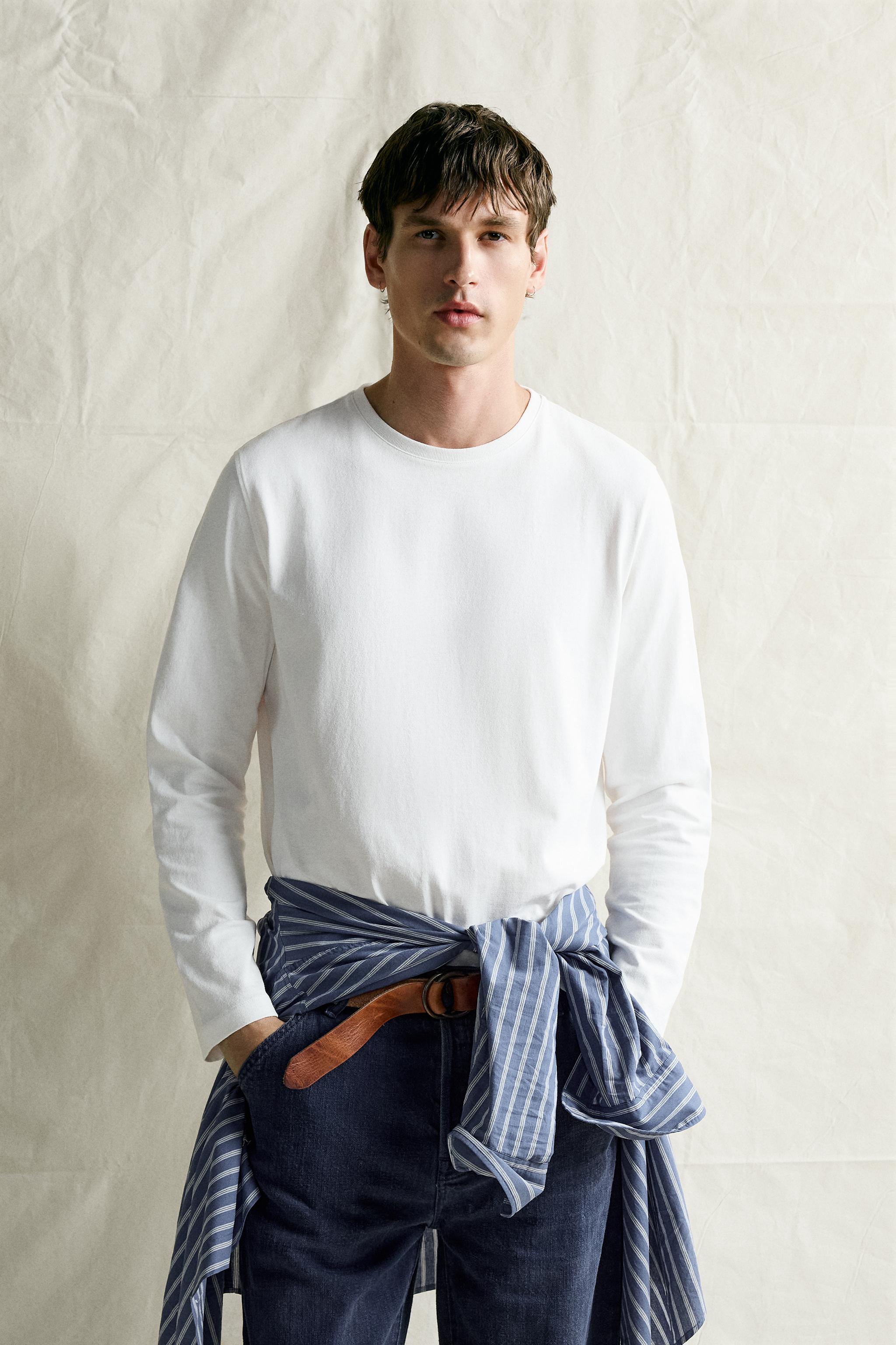 RELAXED FIT LONG SLEEVE T-SHIRT — Oyster-white