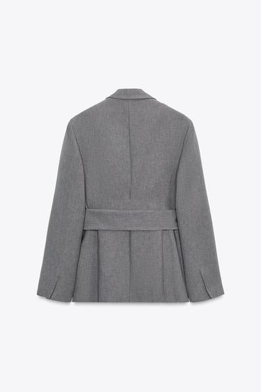 BLAZER WITH SHOULDER PADS AND BELT - Taupe grey by Zara - Image 8