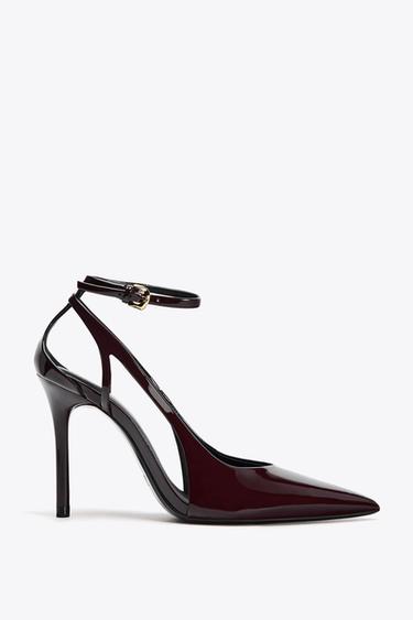 ZAPATO TACÓN EFECTO ACHAROLADO - Rojo Burdeos de Zara