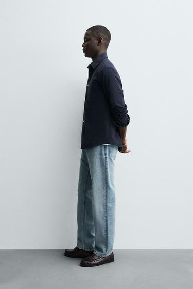 WASHED STRIPED SHIRT - Navy blue by Zara - Image 3