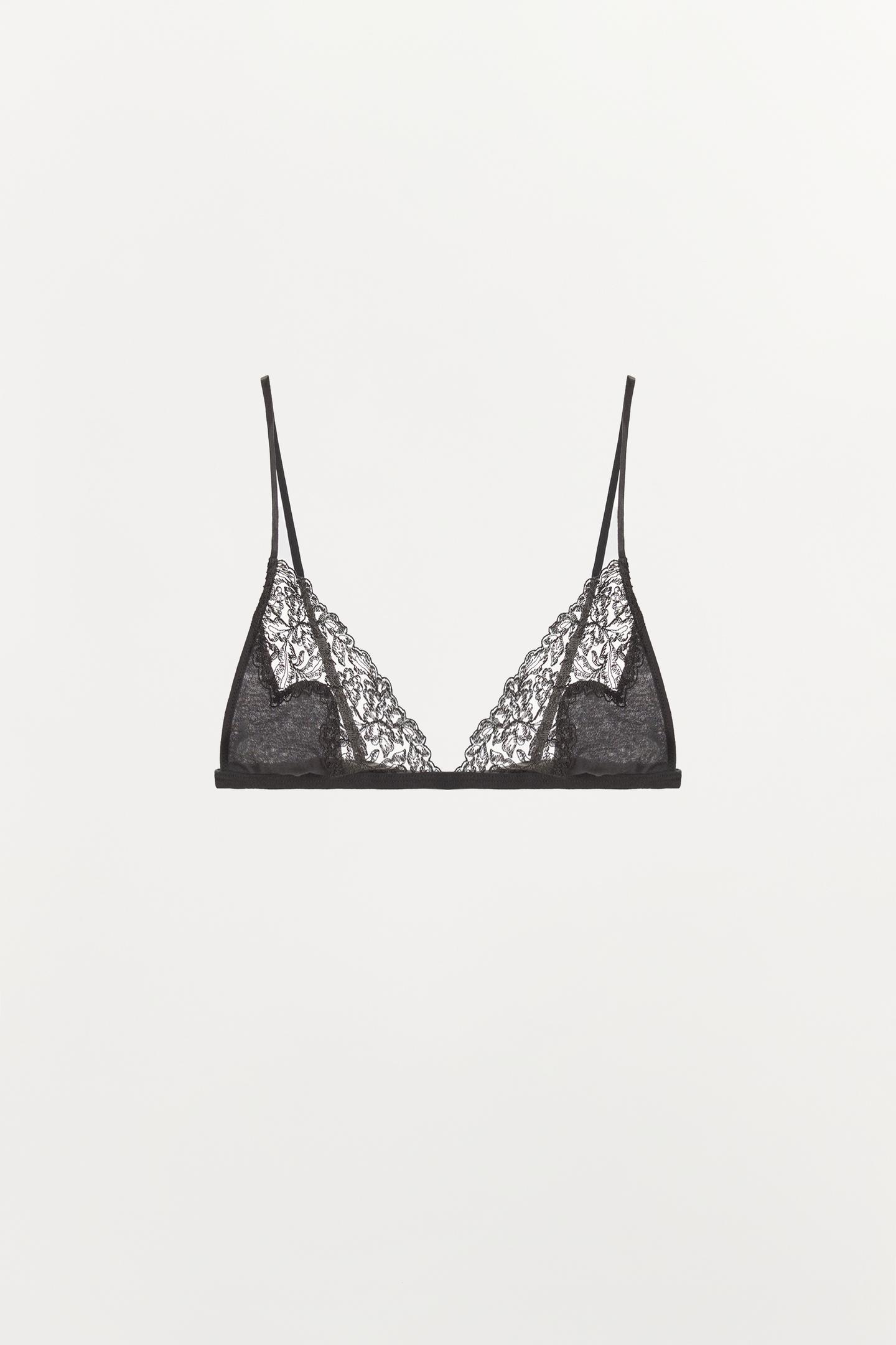 Бра, треугольные чашки, кружево, шёлк — Zara, цвет: Тёмный серый — фото 5