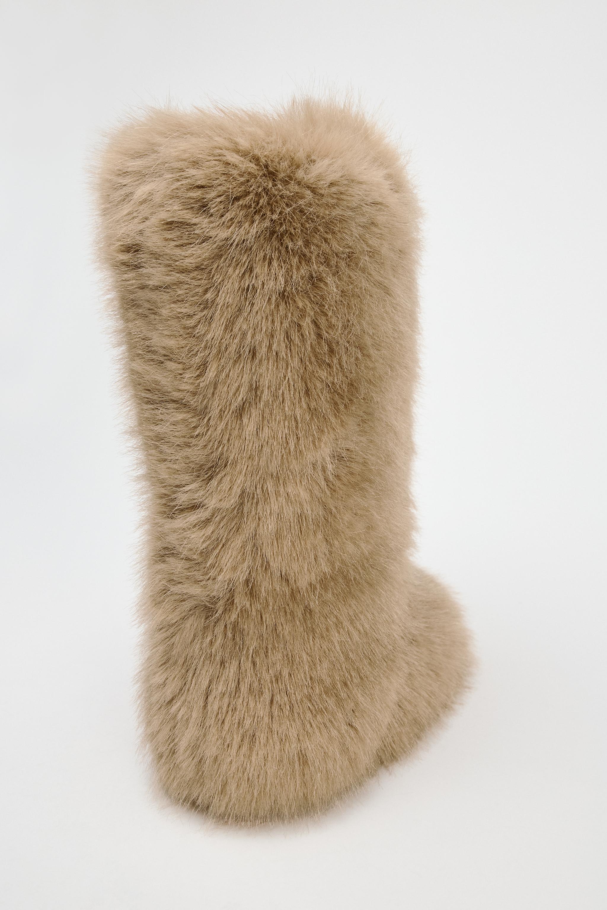 FAUX FUR BOOTS SKI COLLECTION - Light beige | ZARA United States