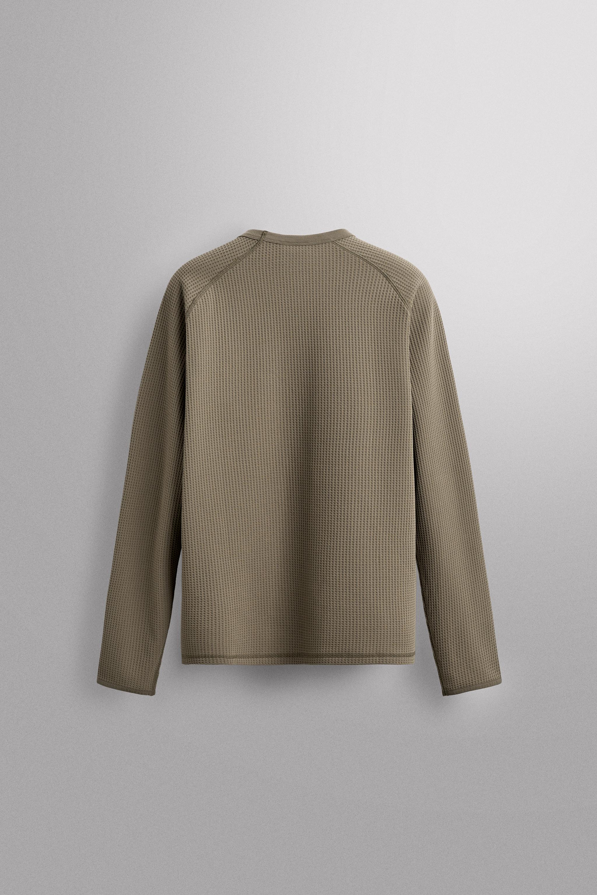 WAFFLE KNIT POCKET T-SHIRT - Mid-camel | ZARA United States
