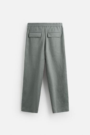 100% LINEN SUIT TROUSERS - washed green by Zara - Image 6