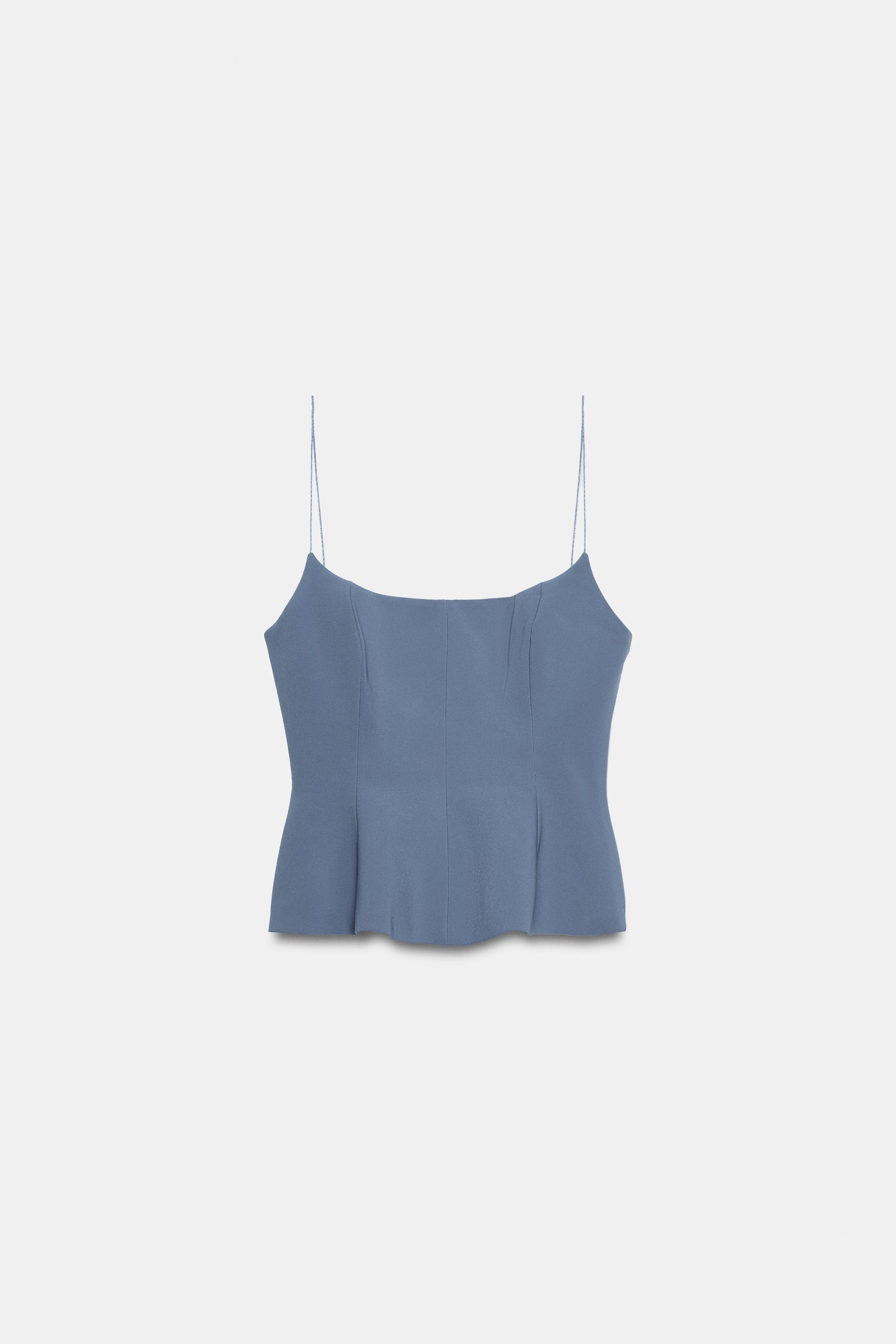 トップス b TOP PEPLUM - Azul-anil | ZARA Brasil