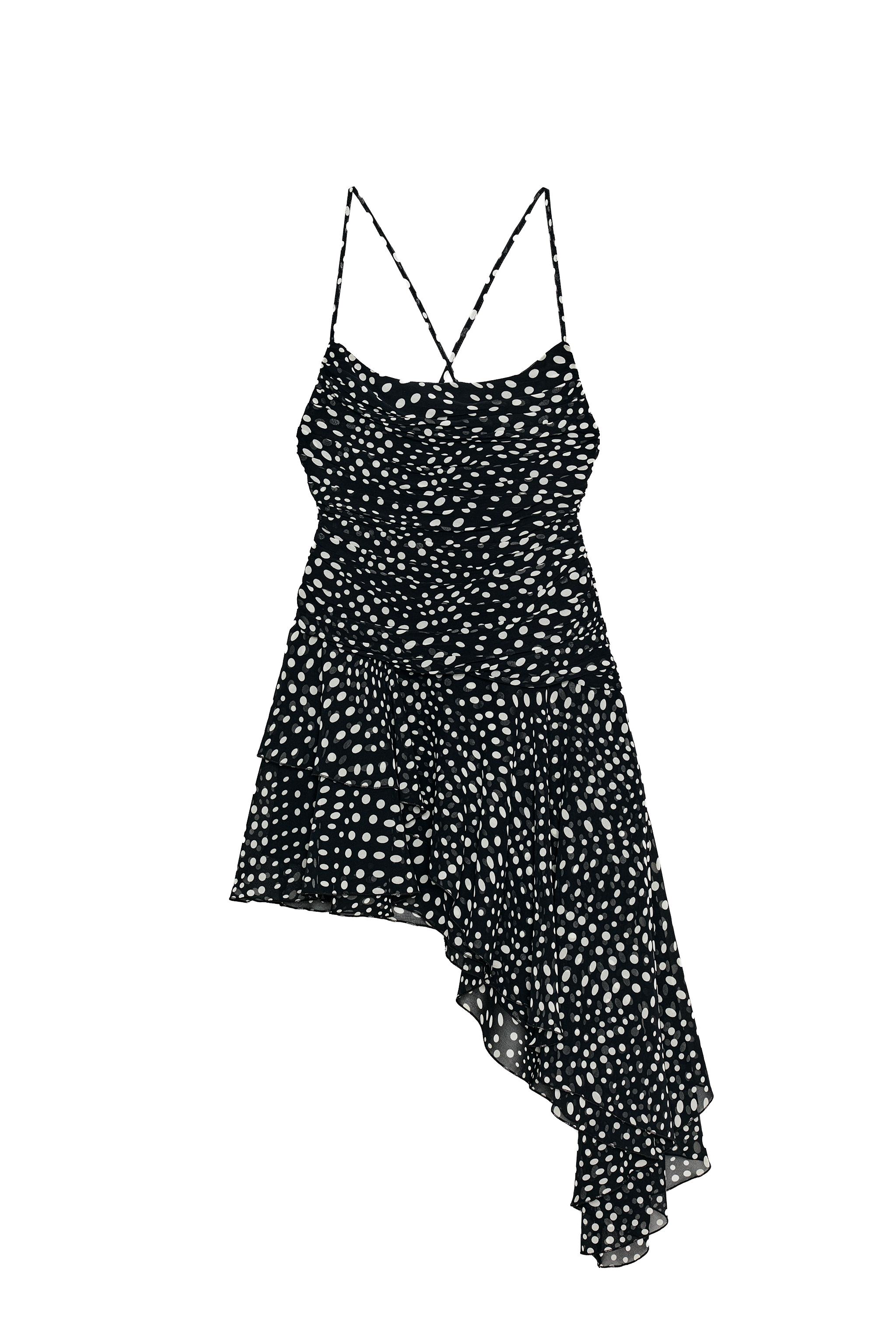 DRAPED POLKA DOT DRESS - Black / Ecru | ZARA United States