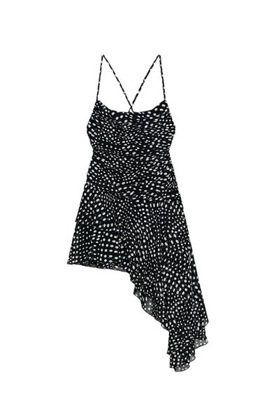 ROBE DRAPÉE À POIS - Noir / Écru de Zara