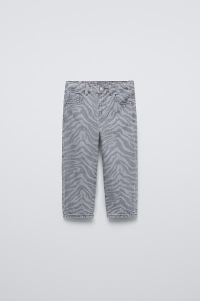SLOUCHY-JEANS MIT ANIMAL-PRINT - Grau von Zara