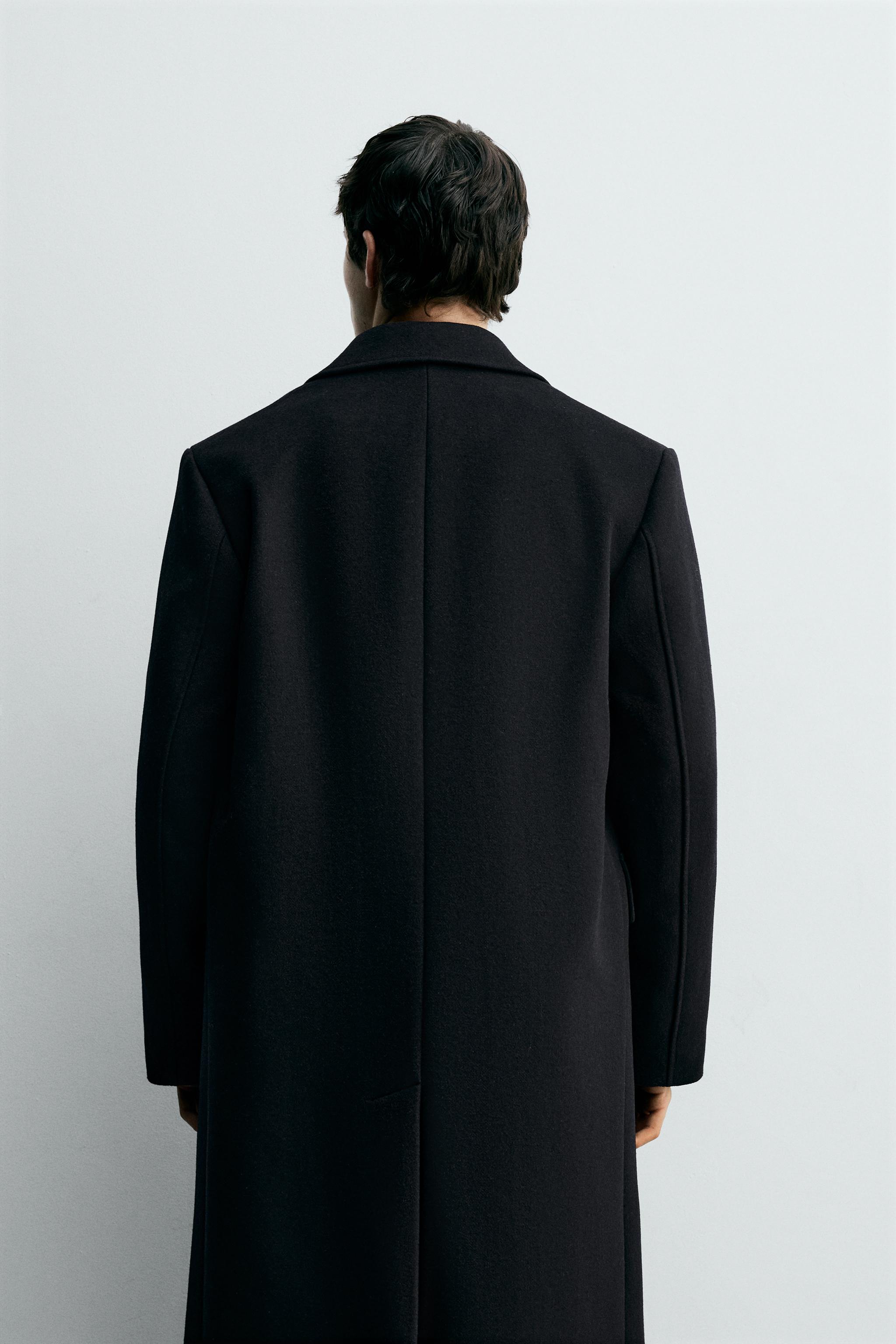 ウール混紡ダブルブレストコート - ブラック | ZARA Japan / 日本