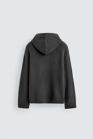 GILET EN MAILLE AVEC CAPUCHE - Gris anthracite de Zara - Image 7