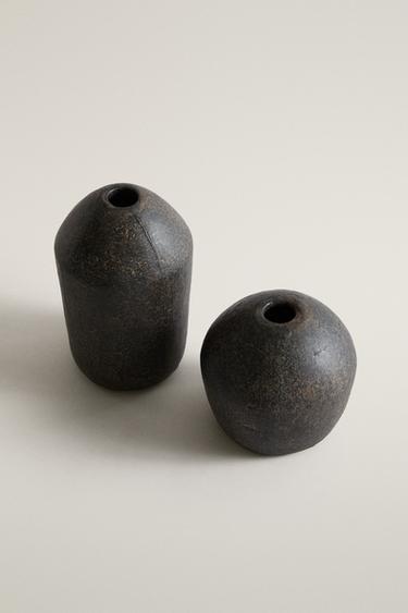 OVAL CERAMIC DECORATIVE VASE — Black 2