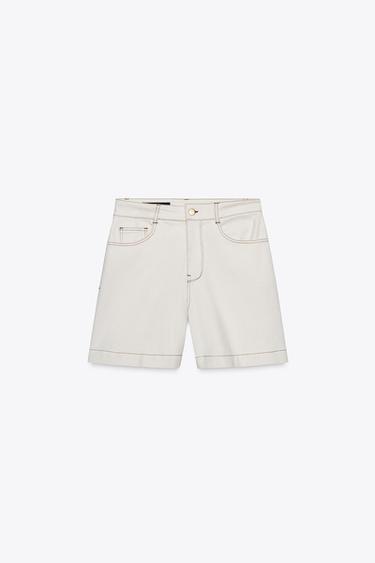 Z1975 DENIM MOM FIT BERMUDA SHORTS - Ecru by Zara