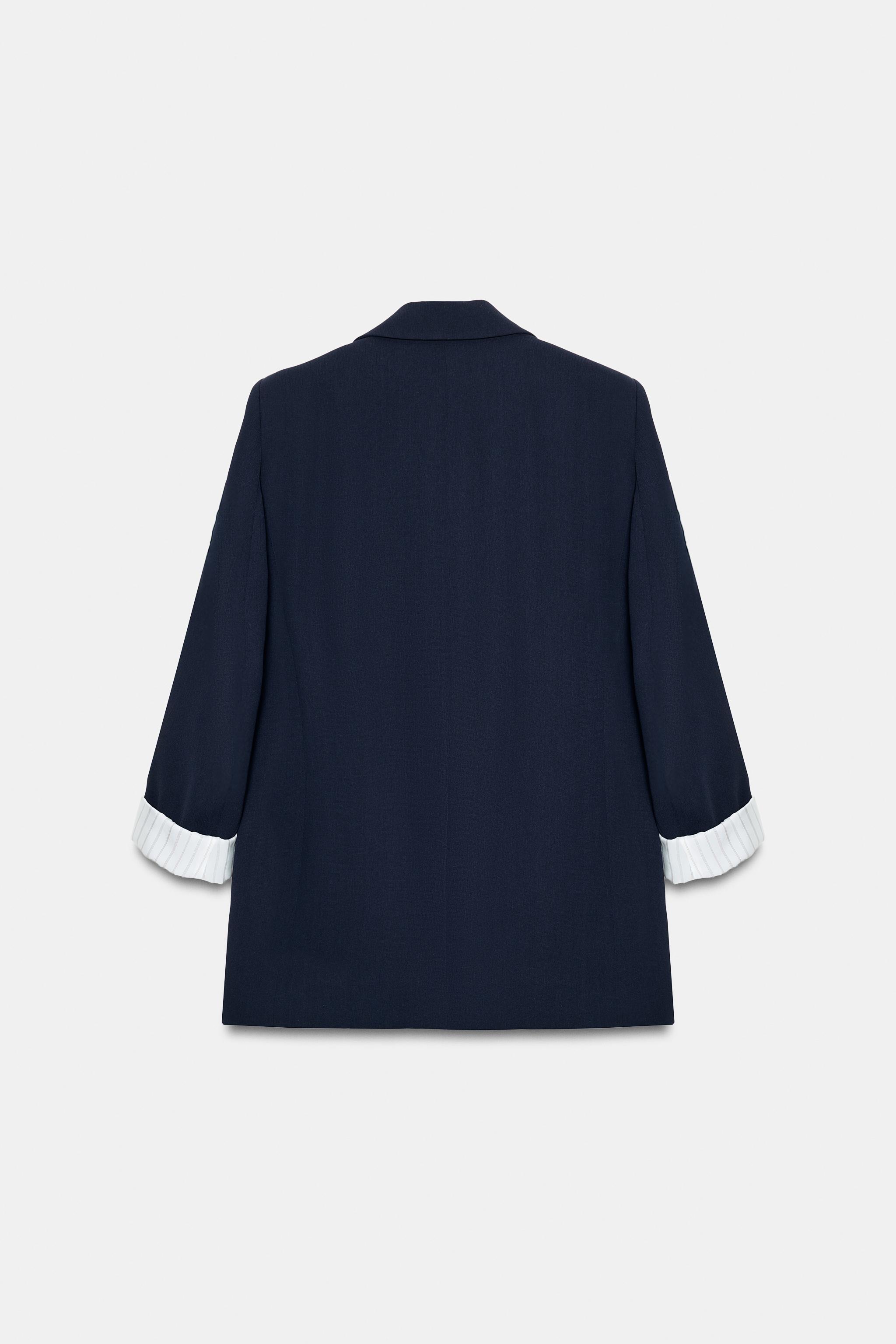 ROLL-UP SLEEVE PRINTED CUFF BLAZER