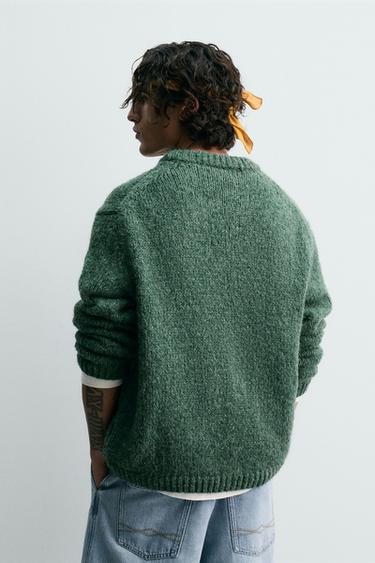 PULL TEXTURÉ - Vert de Zara - Image 2