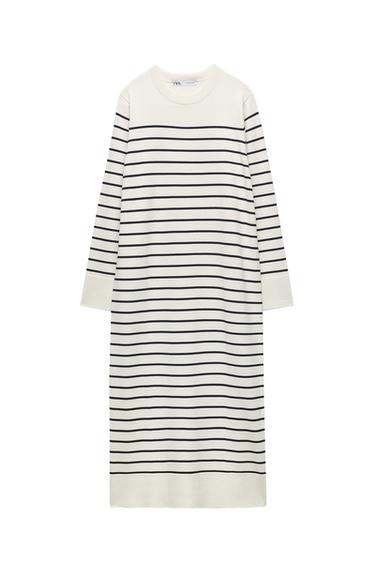 LONG KNIT STRIPED DRESS