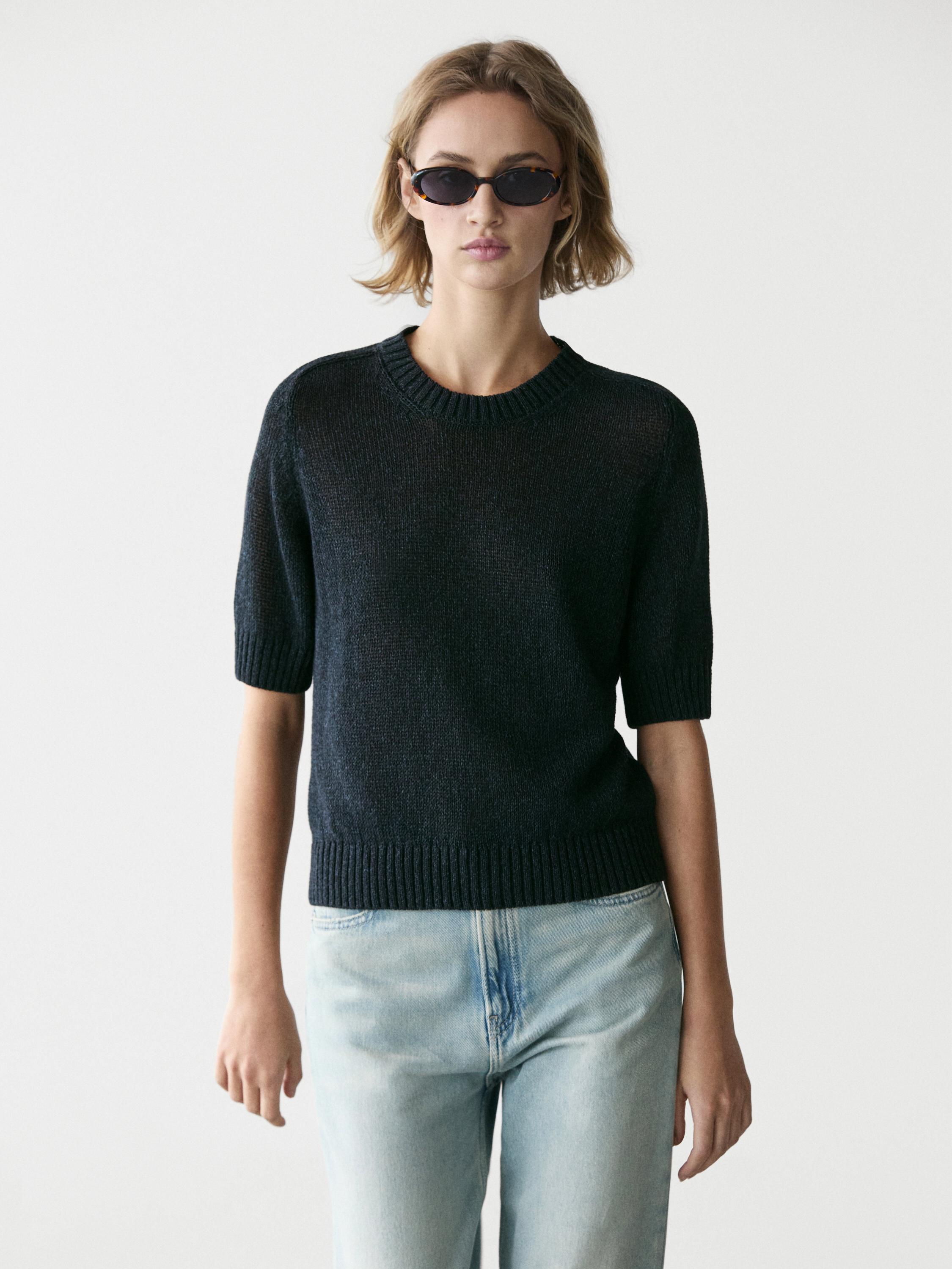 Pull en maille manches courtes