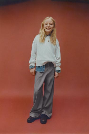 DOUBLE BELT HOUNDSTOOTH WIDE-LEG TROUSERS - Mink by Zara