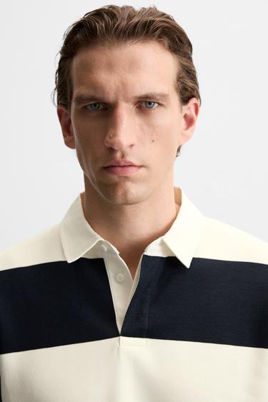 POLO SHIRT WITH CONTRAST COLLAR - Ecru / Navy by Zara - Image 4