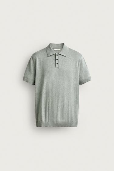 REGULAR FIT TEXTURED KNIT POLO SHIRT - Green marl by Zara