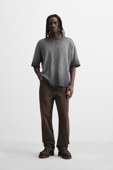 PLAYERA LAVADA PUNTO - Gris antracita de Zara