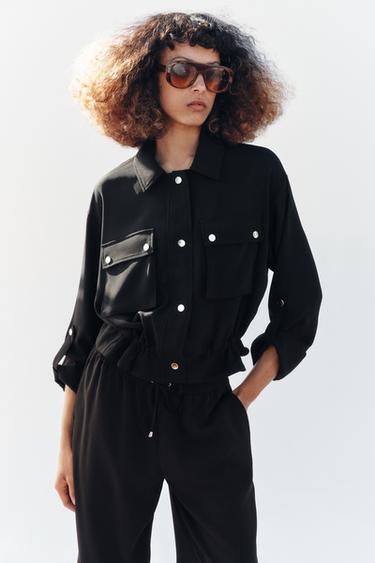 ROLLED-UP SLEEVE SAFARI JACKET - Black by Zara