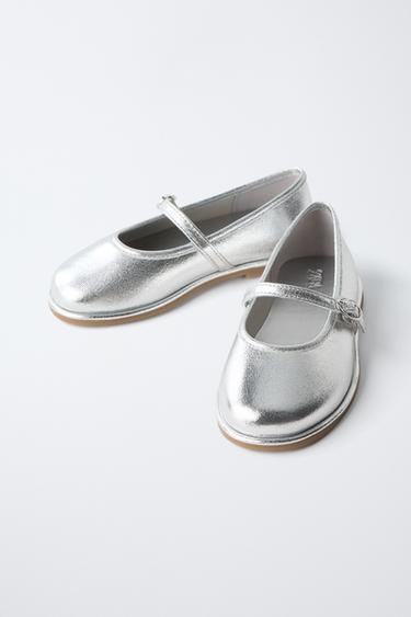 METALLIC BALLET FLATS - Silver by Zara - Image 2