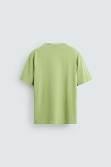 T-SHIRT LAVÉ AVEC POCHE - Vert de Zara - Image 7