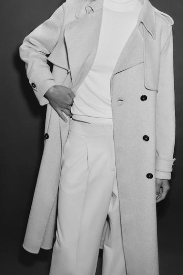 ZW COLLECTION WOOL BLEND COAT WITH BELT - Beige by Zara