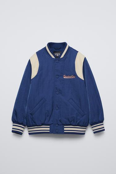 BOMBER JACKET WITH EMBROIDERED SLOGAN - Bluish by Zara