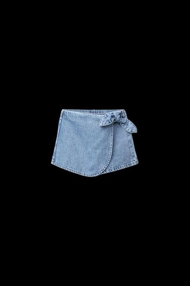 Zara HIGH WAIST DENIM TIE SKORT - Mid-blue - Image 0