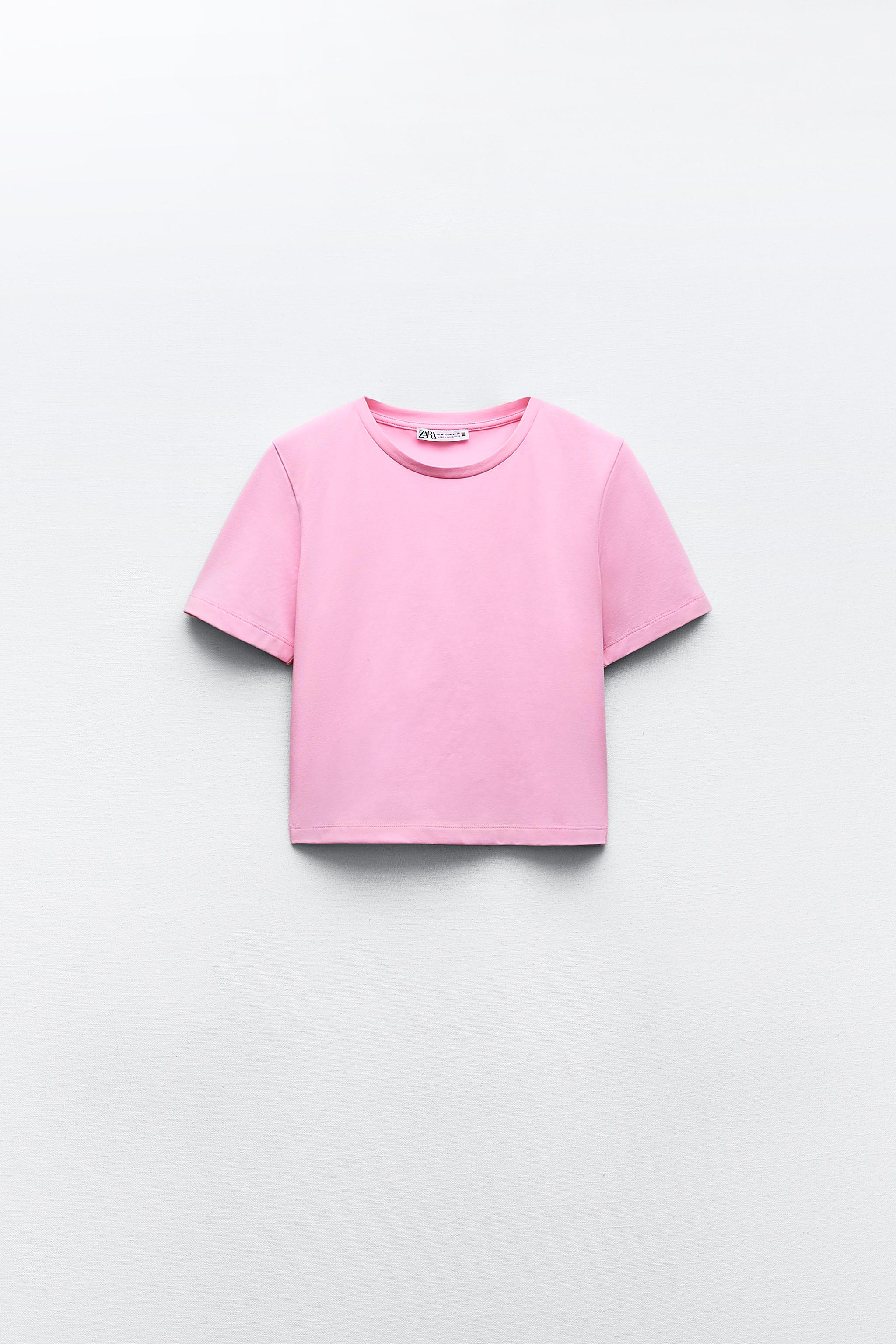 クロップド ストレッチ Ｔシャツ - ピンクベージュ | ZARA