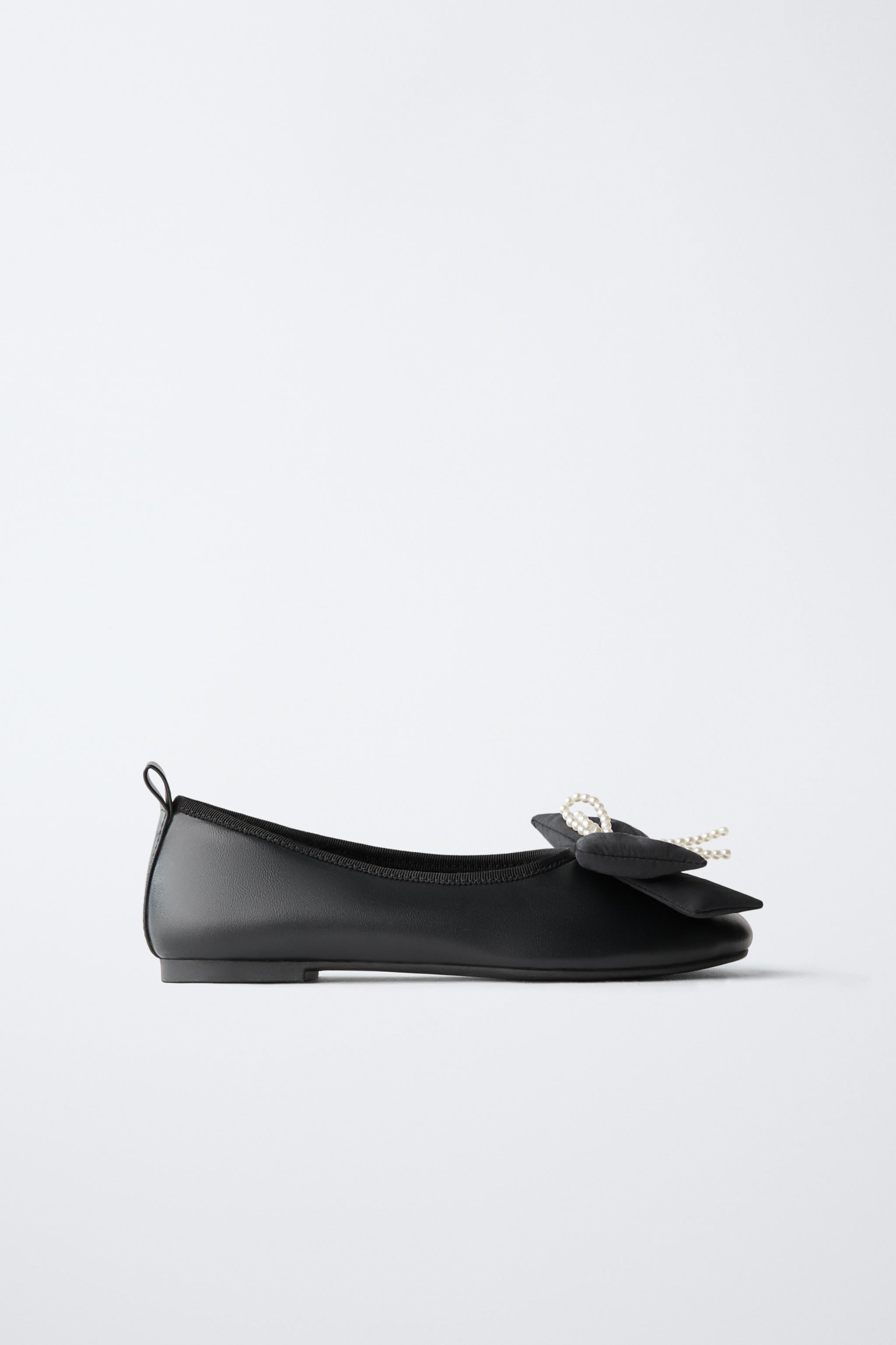 リボンディテール バレエシューズ - ブラック | ZARA Japan / 日本