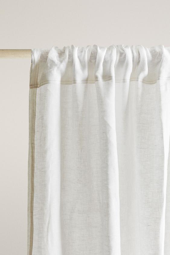 WASHED LINEN CURTAIN WITH MEDIUM OPACITY - White by Zara - Image 0