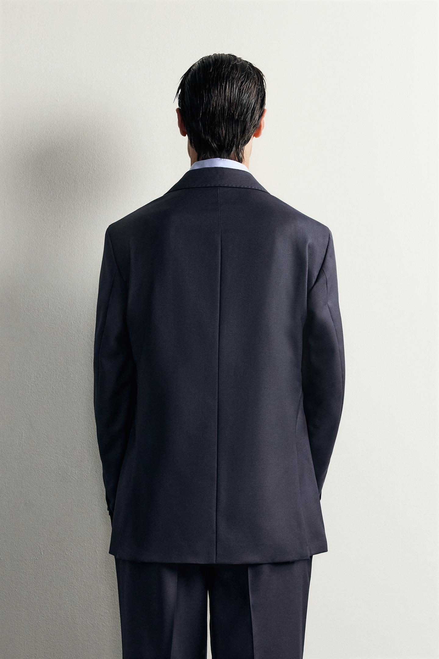 Мужской пиджак Zara 100% Wool Suit Blazer, цвет: Тёмно-синий — фото 2