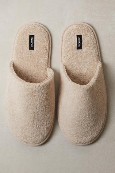Zara TERRY BATHROOM SLIPPERS - Beige